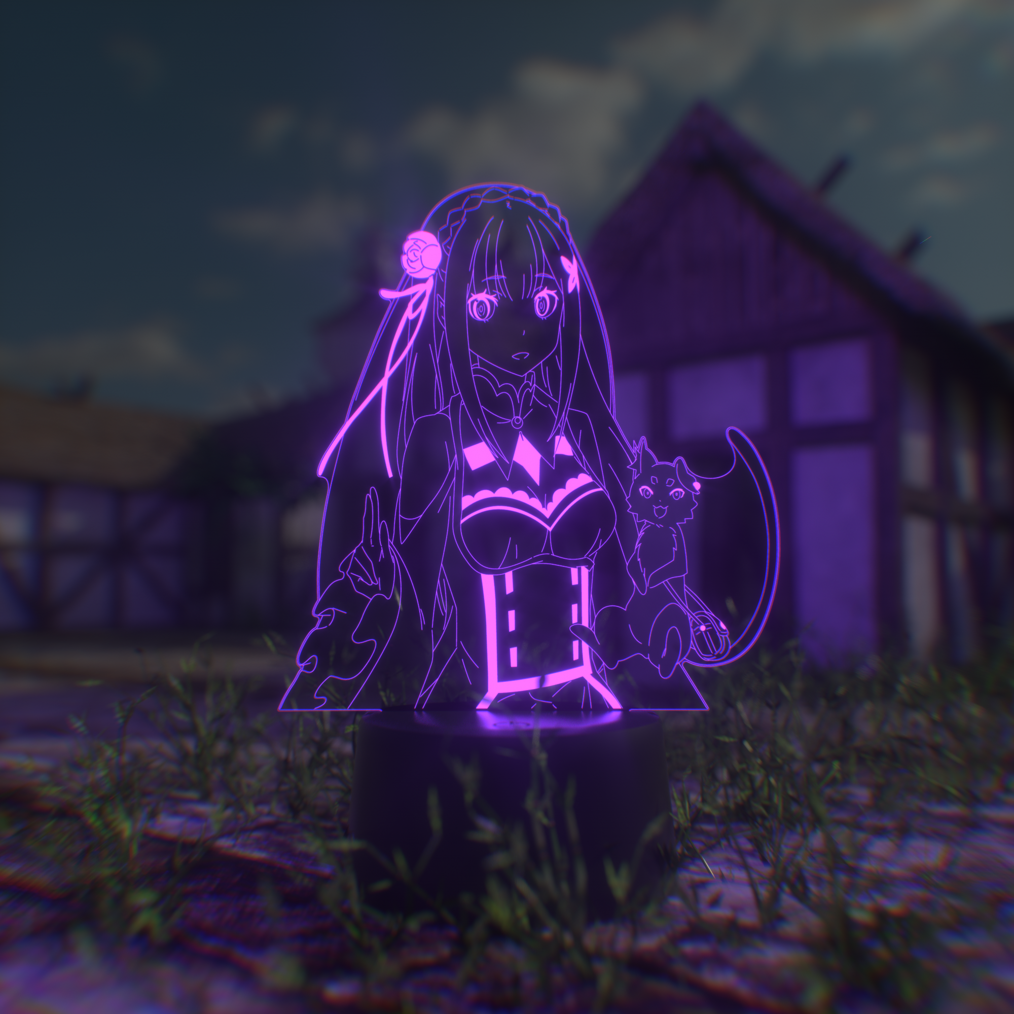 Emilia & Puck Otaku Lamp (Re:Zero)