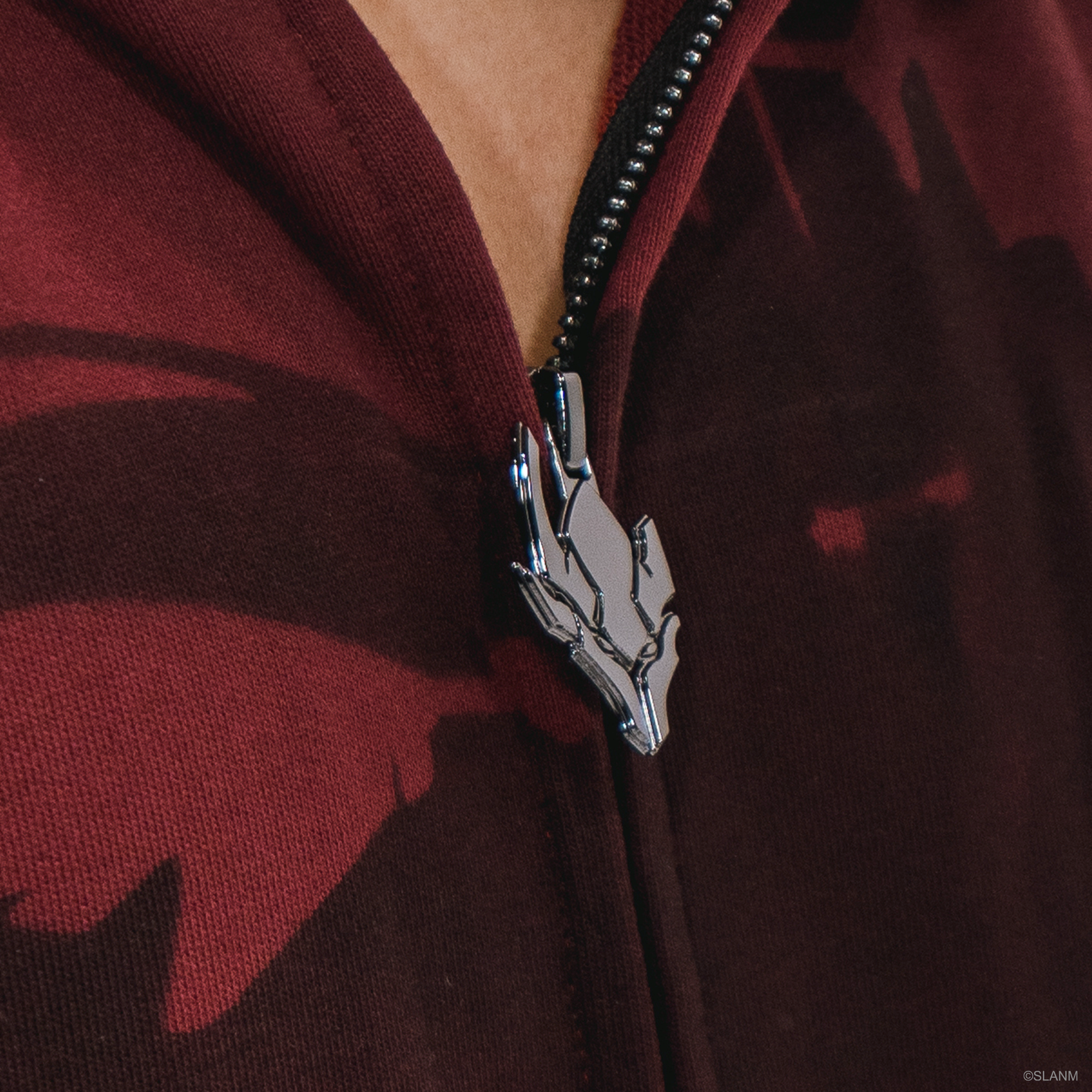 Dark Red Igris Silhouette Zip-Up Hoodie (Solo Leveling)