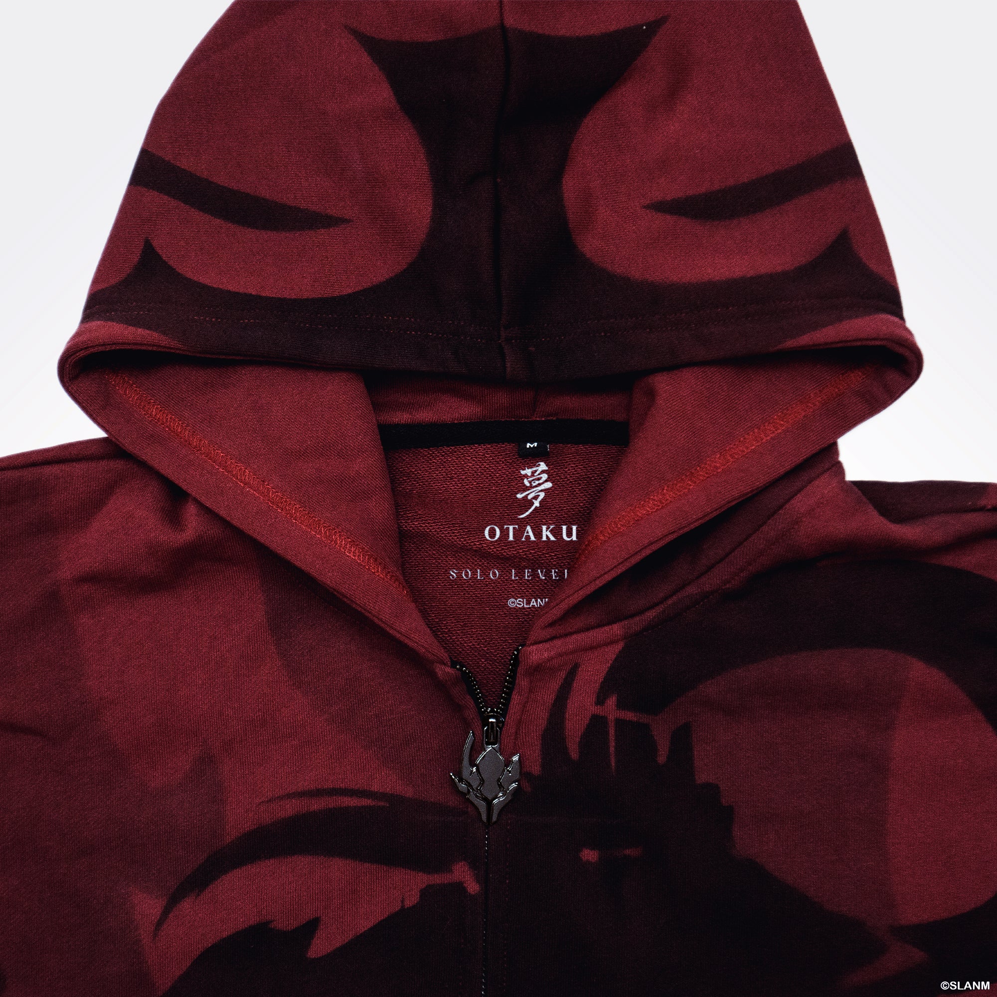 Dark Red Igris Silhouette Zip-Up Hoodie (Solo Leveling)